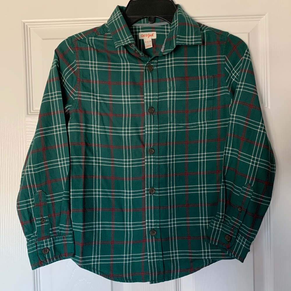 Cat & Jack Button-Down Long Sleeve Plaid Flannel Shirt